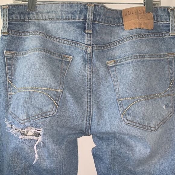 Hollister Mens Distressed Skinny Jeans W34 X L32 Blue Denim Cotton Blend - Picture 10 of 15
